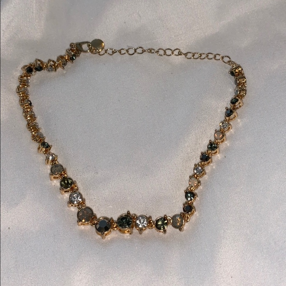 Multi colored stone gold choker